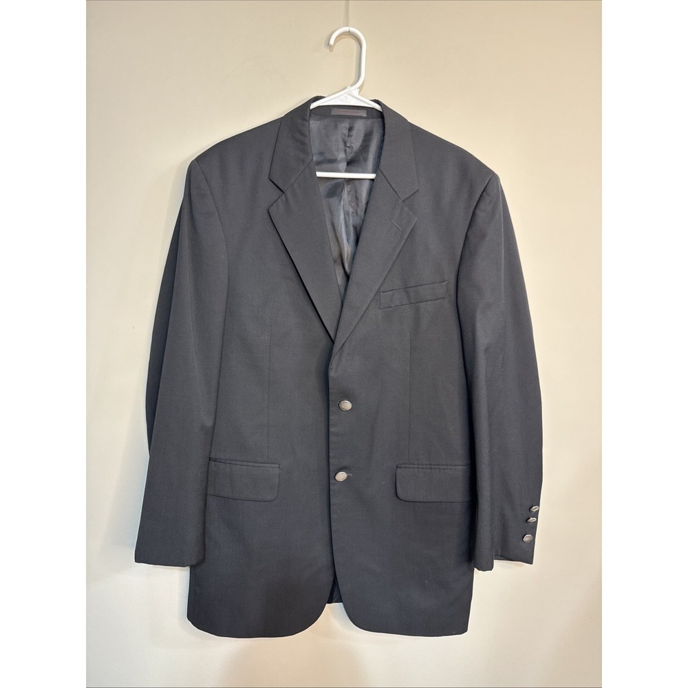 Kilburne and Finch Mens Size 40L Black Polyester Wool Coat Blazer Jacket‎